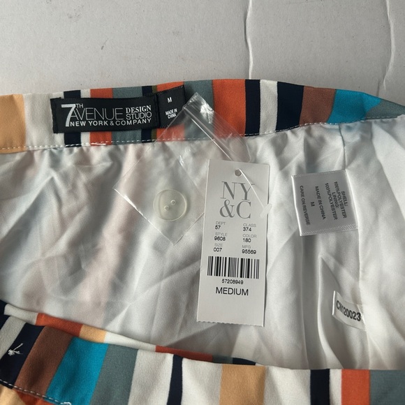 NY&C 7th Avenue Women’s Striped Midi Pleated Skirt M - Picture 3 of 7